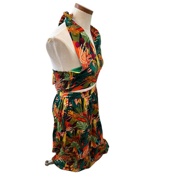 Revolve OPT One Pretty Time green tropical print halter & maxi skirt set S - Picture 3 of 8